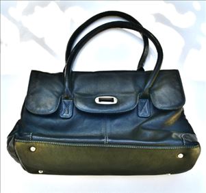 Abbildung: Damen-Handtasche, echt Leder, groß, Schwarz, sehr gut